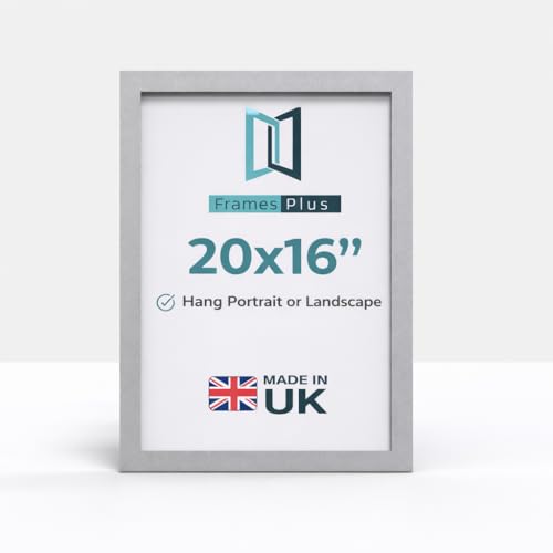 20 x 16 Inch Picture Frame (50.8 x 40.6cm) 30mm Profile Wall Mounted Shatterproof Styrene Front Portrait or Landscape Display for Posters Photos Prints Art Silver