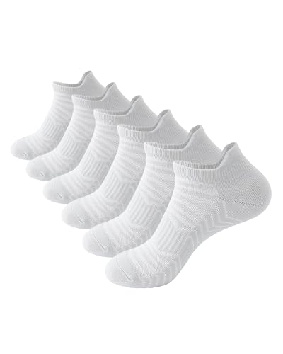 Anti-Slip Ankle Socks 6 Pairs - Men's/Women's Cushioned Athletic Socks with Arch Support & Breathable Mesh for Gym