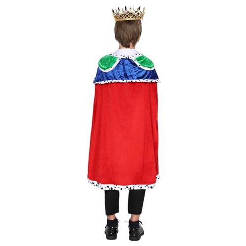 Disfraz completo de rey con capa, corona y cetro para niños miniatura 6