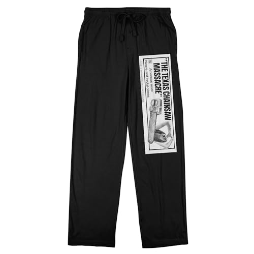 Texas Chainsaw Massacre America's Most Bizarre and Brutal Crimes Movie Ad Men's Black Sleep Pajama Pants