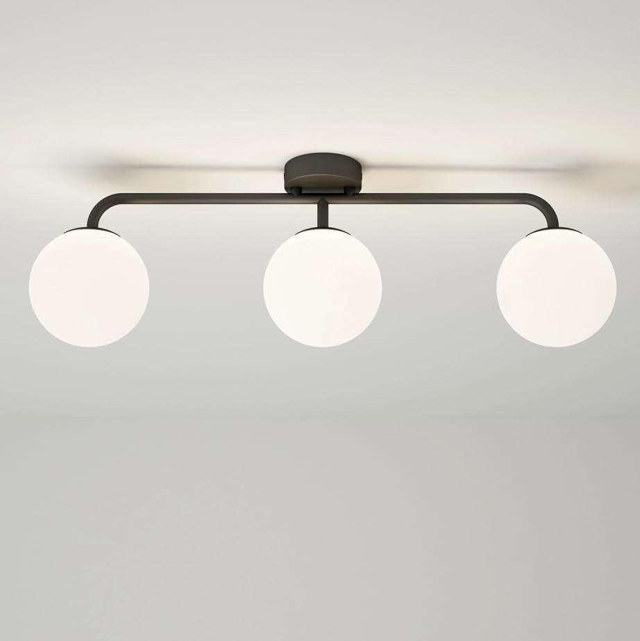 Pebble Grey Solara 3 Bar Globe Spotlight 590.5 x 120 x 195mm Black - Bathroom Lights, Kitchen Lighting, Bedroom Lights, Living Room, Ceiling Spotlights, Ceiling Light, Home Improvement