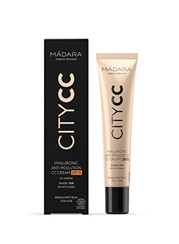 MÁDARA CC Cream Colour Corrector, Anti-Pollution CC Cream Foundation SPF15 TAN, 40ml