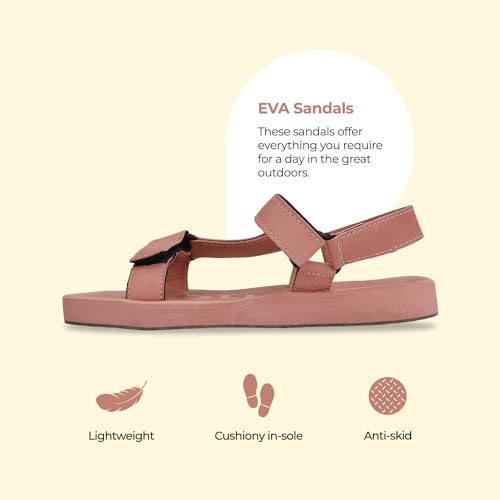 Image of YOHO EVA Sandals for Women | EVA sole | Comfortable cushioned sole with TPR base | Lightweight | Soft skin friendly straps | Adjustable straps | Velcro closure | Vibrant colour options
