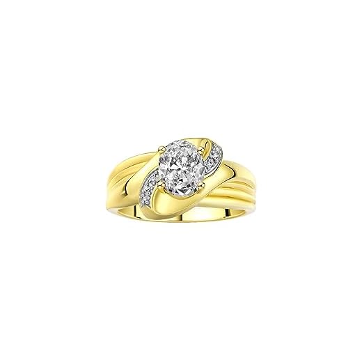RYLOS Ringar för kvinnor 14K gult guld ring oval 9 x 7 mm ädelsten och äkta diamanter klassisk design färg stensmycken för kvinnor guldringar för kvinnor diamantringar för kvinnor storlek 5,6,7,8,9, 10, Topas,