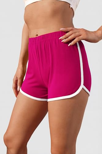 Image of URATOT 2 Pack Yoga Short Pants Summer Running Athletic Shorts Women Dance Gym Workout Elastic Waist Shorts
