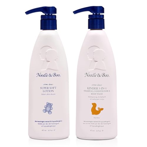 Image of Noodle & Boo 2 Piece Bundle Super Soft Moisturizing Lotion for Daily Baby Care, 16 Fl Oz Kinder 3-in-1 Shampoo, Conditioner & Body Wash for Baby, 16 Fl Oz.