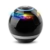 Radio Round Wireless Bluetooth Speaker Portable Subwoofer W Mic Ondersteuning TF Card USB MP3 FM AUX Handsfree bellen (Color : Black)