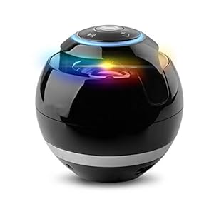 Radio Round Wireless Bluetooth Speaker Portable Subwoofer W Mic Ondersteuning TF Card USB MP3 FM AUX Handsfree bellen (Color : Black)