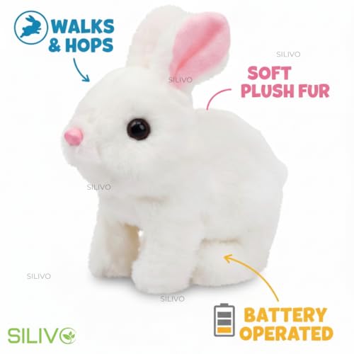 Image of Interactive Walking Hopping Bunny Toy with Sounds | Jumping Rabbit with Wiggling Ears, Twitching Nose & Mouth | Educational Plush Pet Toy for Babies & Kids (Multi Color)
