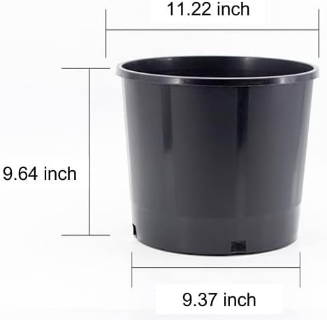 Black Nursery Pots, 3 Gal 5 PCS Pack, Plastic Garden Planters, Pots for Flower Seedlings, PP Injection Molded, Indoor Outdoor Plants Seedlings
