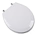 Premium Molded Round Front Wood Toilet Seat with Brushed Nickel Metal Hinges, White