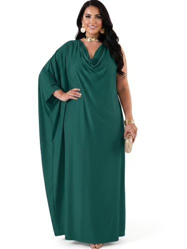 Image of KOH KOH Womens Long Cowl Neck Flowy Grecian Goddess Cape Sleeve Maxi Dress