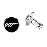 James Bond 007 Manschettenknöpfe für Herren, klassisches Design, Schwarz und Weiß, 007 Muster
