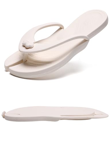 Image of Shower Shoes Travel Slippers for Women Men, Folding Slides Sandals, Portable Hotel Spa Slippers, Waterproof Quick Drying Flip Flops, Beach Sandals