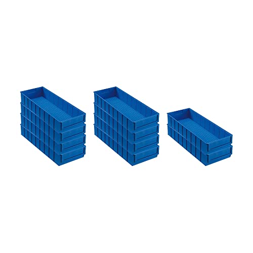 SparSet 10x Blaue Industriebox 500 B | HxBxT 8,1x18,3x50cm | 6 Liter | Sichtlagerkasten, Sortimentskasten, Sortimentsbox, Kleinteilebox