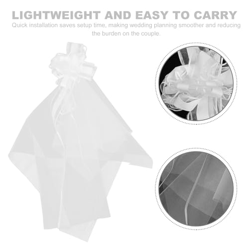 Moños de gasa blancos POPETPOP, pack de 12 lazos clásicos para pasillos de bodas y banquetes 4