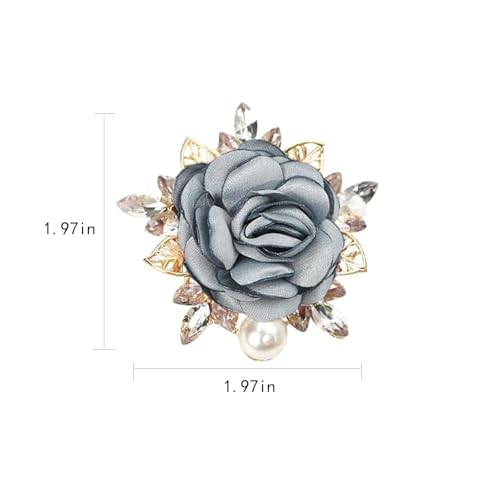Image of Rose Flower Brooch for Women Large Flower Brooch Elegant Pearl Brooches Handmade Crystal Pearl Pins Fabric Floral Lapel Pin Christmas Valentine's Day Dress Suit Accessories