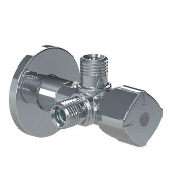 Suinga Llave de Corte Twin con Antirretorno 1/2" x 3/8" x 3/8" | Doble Salida para Instalaciones Sanitarias y Fontaneria