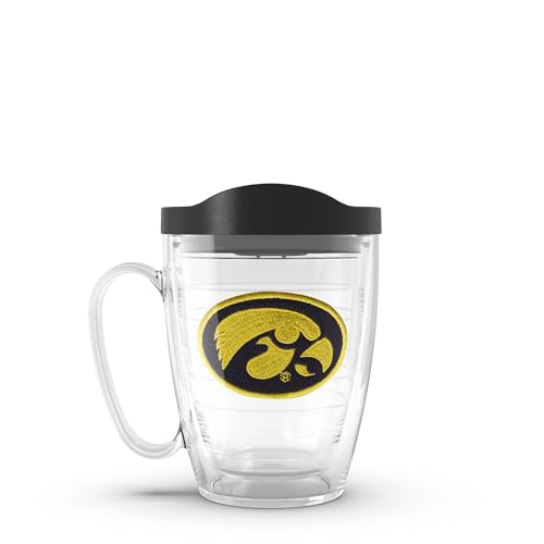 Tervis Iowa Hawkeyes 1058229 Gobelet avec emblème et couvercle noir, Tritan, transparent