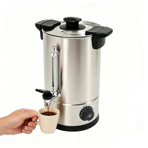 Image of 3.8 Gallon Electric Hot Water Dispenser, 950W Stainless Steel Commercial Water Boiler and Warmer, 110V Temp Adjustable Tabletop Tea Coffee Urn for Parties (3.8Gal Sliver)