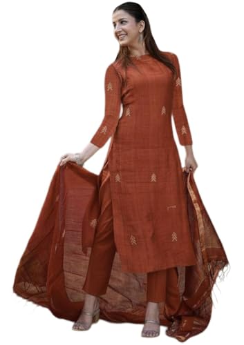 Image of Anni Designer Pure Cotton Maroon Kurta Pant Set with Dupatta for Women | 3 Piece Gold Hand Block Printed Suit Set | Cotton Kurta Set for Women | Festive Kurti Set
