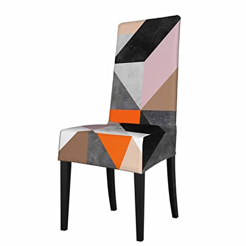 Numland Multicolor Geometric Polygonal Kitchen Chair Covers Mosaic Triangle Modern Art Patchwork Stretchable Polyester For Dining Room, Hotel, Ceremony, Restaurant 1 Pack #TOP5