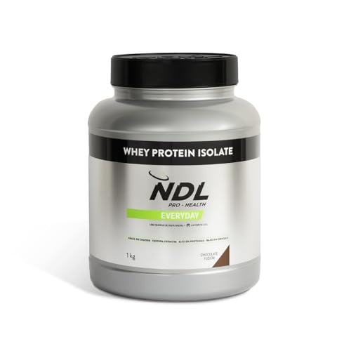 NDL Pro-Health Whey Protein Isolate – Proteína isolada, Tonifica y aumenta la masa muscular, Mejora tus entrenamientos, Alto en proteínas, Bajo en grasas – Chocolate fusion – 1 KG – 30 tomas