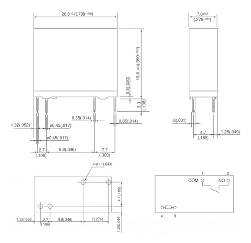 Relais 3A 5A 4 broches F3AA005E à faible consommation