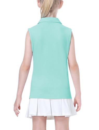 Image of EXARUS Girls Golf Polo Tennis Shirts Sleeveless Kids V-Neck Tank Tops
