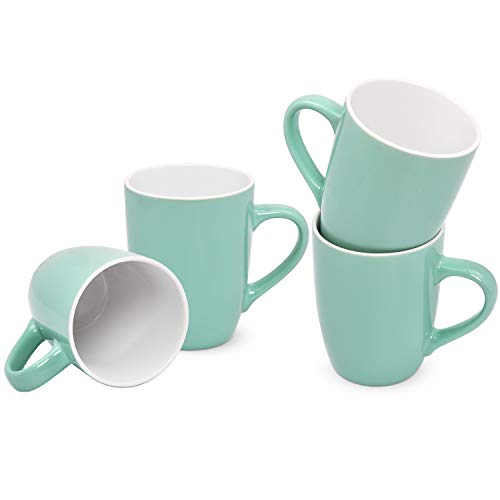 Teal Coffee Mug Set Coffee Mugs Set of 4 Porcelain Mugs 16 Ounce Ceramic Coffee Mugs Restaurant Coffee Mugs for Coffee, Tea, Cocoa, Turquoise