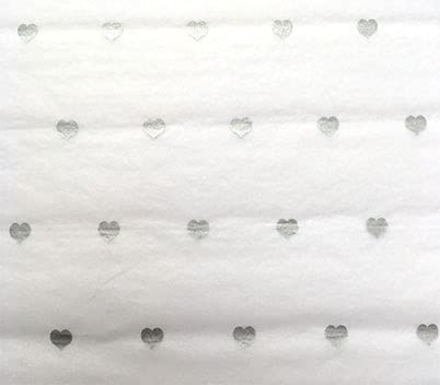 Silver Hearts On White Tissue Paper 500 x 750mm 100 Sheets