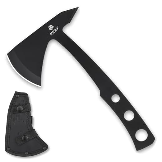 REAT Throwing Axe with Sheath, 9.5“ Full Tang Design,2.75" Camping Hatchet with 440 Stainless Steel Blade,Throwing Axes for Recreation,Competition,Camping,Hunting