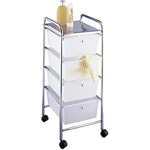 WENKO Rollwagen Messina mit 4 Schubladen - Badwagen, Haushaltswagen, Stahl, 33 x 80.5 x 39 cm Cover
