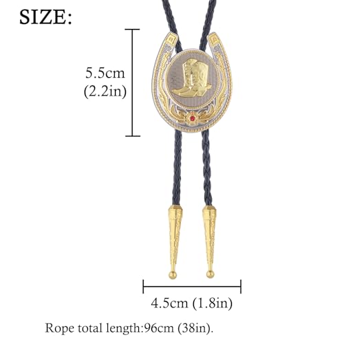 Image of HUABOLA CALYN Bolo Tie for Men- Western Cowboy Native American Golden Horse Bolo Tie