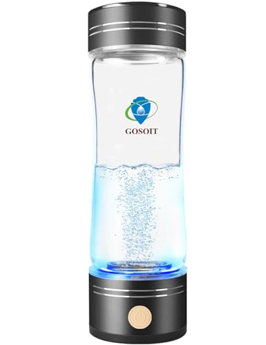 Hydrogen Water Bottle Hydrogen Alkaline Water Generator Ionizer Hydrogen Rich Water Maker Machine with SPE and PEM Technology 500ml/17Fl oz(Black Blue)