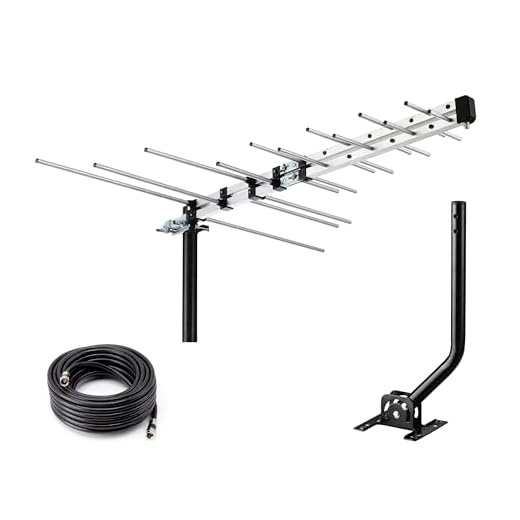 CeKay Outdoor Antenna Yagi Satellite HD Antenna - Attic or Roof Mount TV Antenna, RV Antenna for Camping, Long Range Digital OTA Antenna for Clear Reception, 4K 1080P, All Metal