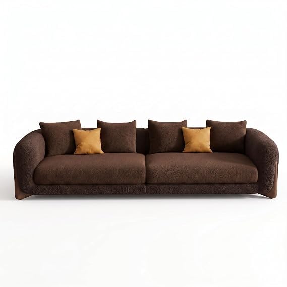 Image of A to Z Furniture Classic Chesterfield Sofa Set Luxury Chesterfield Sofa in for Home Living Room & Office (3+1=4 Seater Sofa with Ottoman Brown)