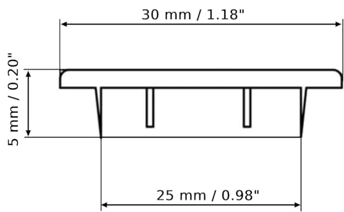 Image of (Pack of 20) Window Gray Plastic Hole Plugs 1.18 inch x 0.98 inch (30 x 25 mm), Drill Hole Cover Caps, Furniture Hole Plug, Screw Hole Plugs