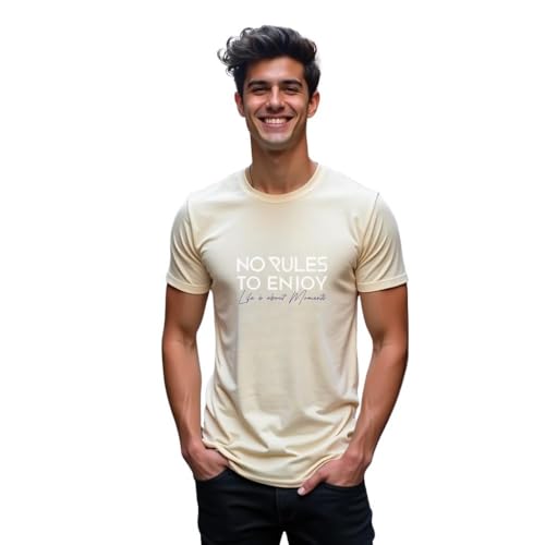 Image of NOBERO Men's Cotton Regular Fit Letter Print T-Shirt