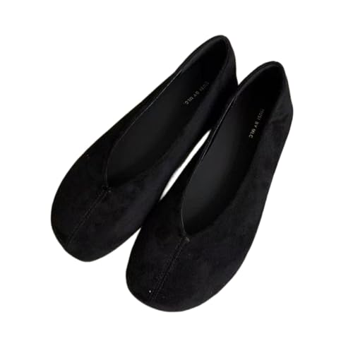 ZQW Cute Suede Slip-On Ballet Flats Round Toe Comfort Loafer Shoes Everyday Wear Work Weekend Travel for Women All Day Use