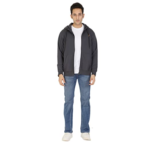 Image of D-GREEN Sweatshirt for Men Stylish Hoodie with Zipper and Full Sleeves Winter Wear