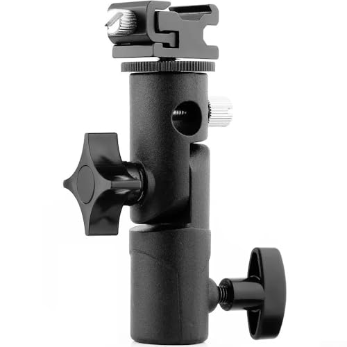 Image of Studio Photography Flash Mount Bracket With Hot Shoe Adapter Light Stand Holder With Umbrella Socket Mount Swivel Light Stand Bracket For Video LED Light Equipment