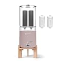 FACHIOO All Glass Gravity-fed Water Filter System, 2.25-Gallon Purifier with 4 Filters (2 Black, 2 Fluoride), 7 Inch Stand, Glass Cover, Protective Sleeve