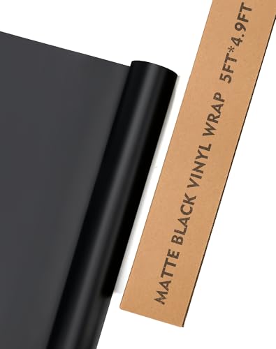 Image of Matte Black Vinyl Wrap Film for Cars, 5ft x 4.9ft Car Vinyl Wrap Roll for Car Body Protection, Scratch Resistance with Air Release Technology (Matte Black)
