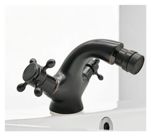 Grifo de lavabo retro en latón con dos manetas cerámicas giratorias