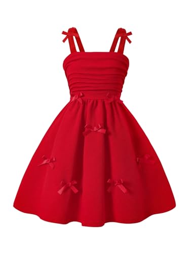 Floerns Girl's Cute Bow A Line Dress Sleeveless Ruched Birthday Princess Cami Dresses