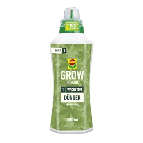 COMPO GROW ORGANIC Wachstum Dünger für Spezialkulturen - Dünger für Indoor & Outdoor - Spezialdünger für die Wachstumsphase - organisch - 1l Braun