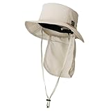 [Viaggio+] キッズ ハット 帽子 UVカット 48-54cm 撥水 2way サイズ調整 メッシュ 女の子 男の子 日よけ タレ付き トドラーハット (サンディエクリュ)