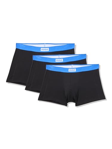 HUGO Men's 3 Pack Blue Logo Trunks