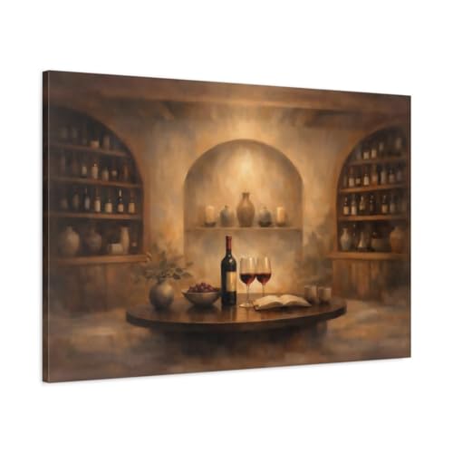 Impression sur toile bouteille de vin marron et or style galerie